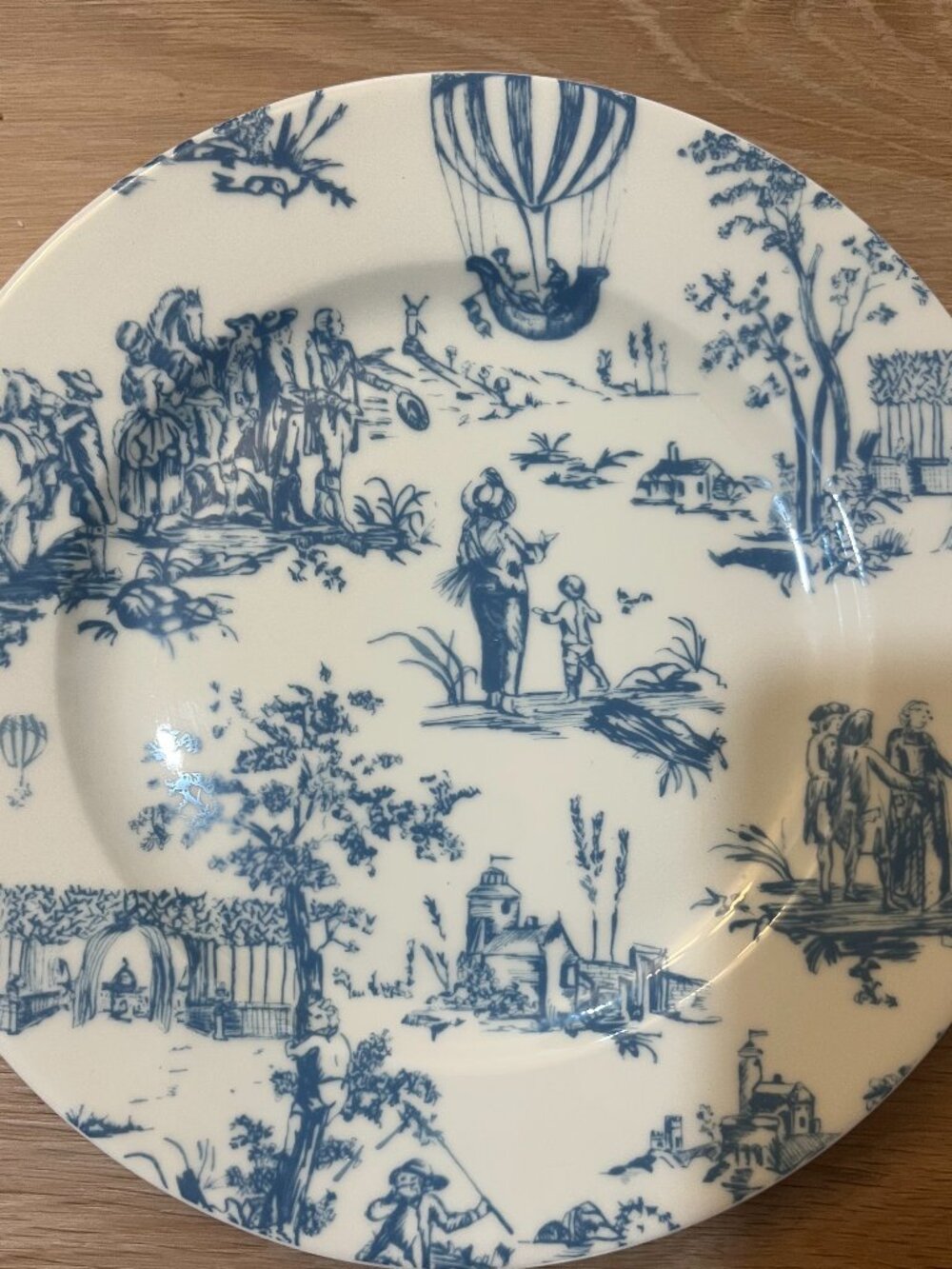 Vintage Yves Deshoulieres Blue Toile Plate: Heloise Decor (Made in France)